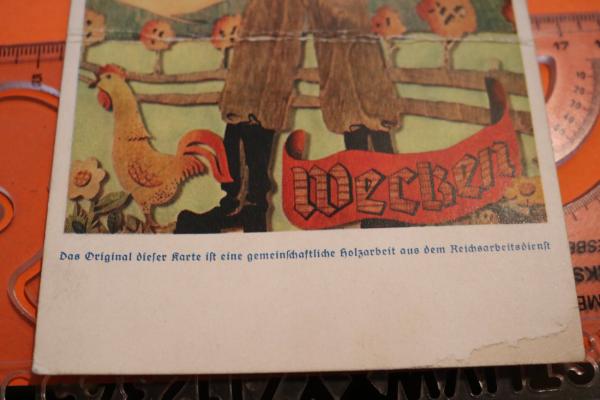 Künstler Ansichtskarte / Postkarte Uniformierter vom Reichsarbeitsdienst mit Trompete - Wecken